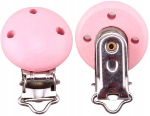 Drewniany klips zawieszka do smoczka Róż 30mm