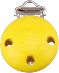 Drewniany klips zawieszka do smoczka ŻÓŁTY 30mm
