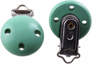 Drewniany klips zawieszka do smoczka ZIELONY 30mm