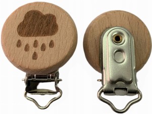 Drewniany klips zawieszka smoczka 30mm CHMURKA BUK