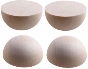 Drewniany Koralik Półkula DIY Rękodzieło 40mm 4szt