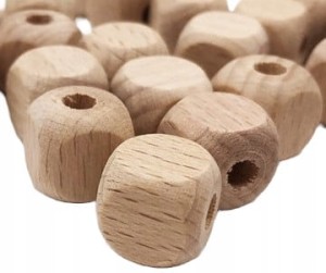 Kostka kwadrat klocek drewno BUKOWE 12mm 5szt