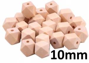 Korale HEKS drewniane DIY rękodzieło 10mm 10szt