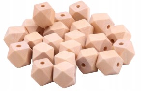 Korale geometryczne HEKS drewniane DIY rękodzieło 12mm 50szt