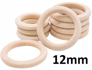 Kółka ringi drewniane DIY rękodzieło 12mm 10szt