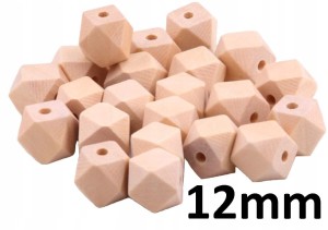 Korale HEKS drewniane DIY rękodzieło 12mm 10szt