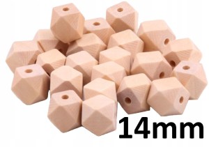 Korale HEKS drewniane DIY rękodzieło 14mm 10szt