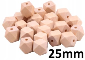 Korale HEKS drewniane DIY rękodzieło 25mm 5szt