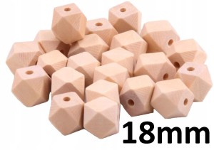 Korale HEKS drewniane DIY rękodzieło 18mm 5szt
