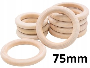 Kółka ringi drewniane DIY rękodzieło 75mm 3szt